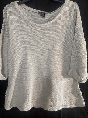 Robert Louis Women's Scoop Neck Sweater /Side Lace-Up Detail, Cream/Oatmeal, L
